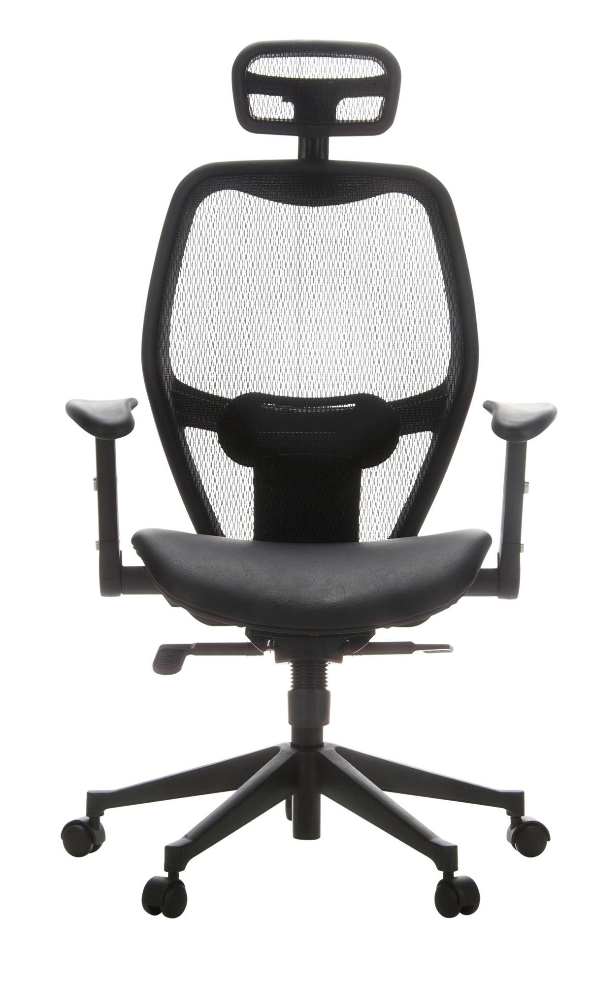 Drehtsuhl Air-Port 360°drehbar Schwarz Bis 110 Kg - Schwarz, Basics, Leder/Kunststoff (59/117/48cm) - MID.YOU