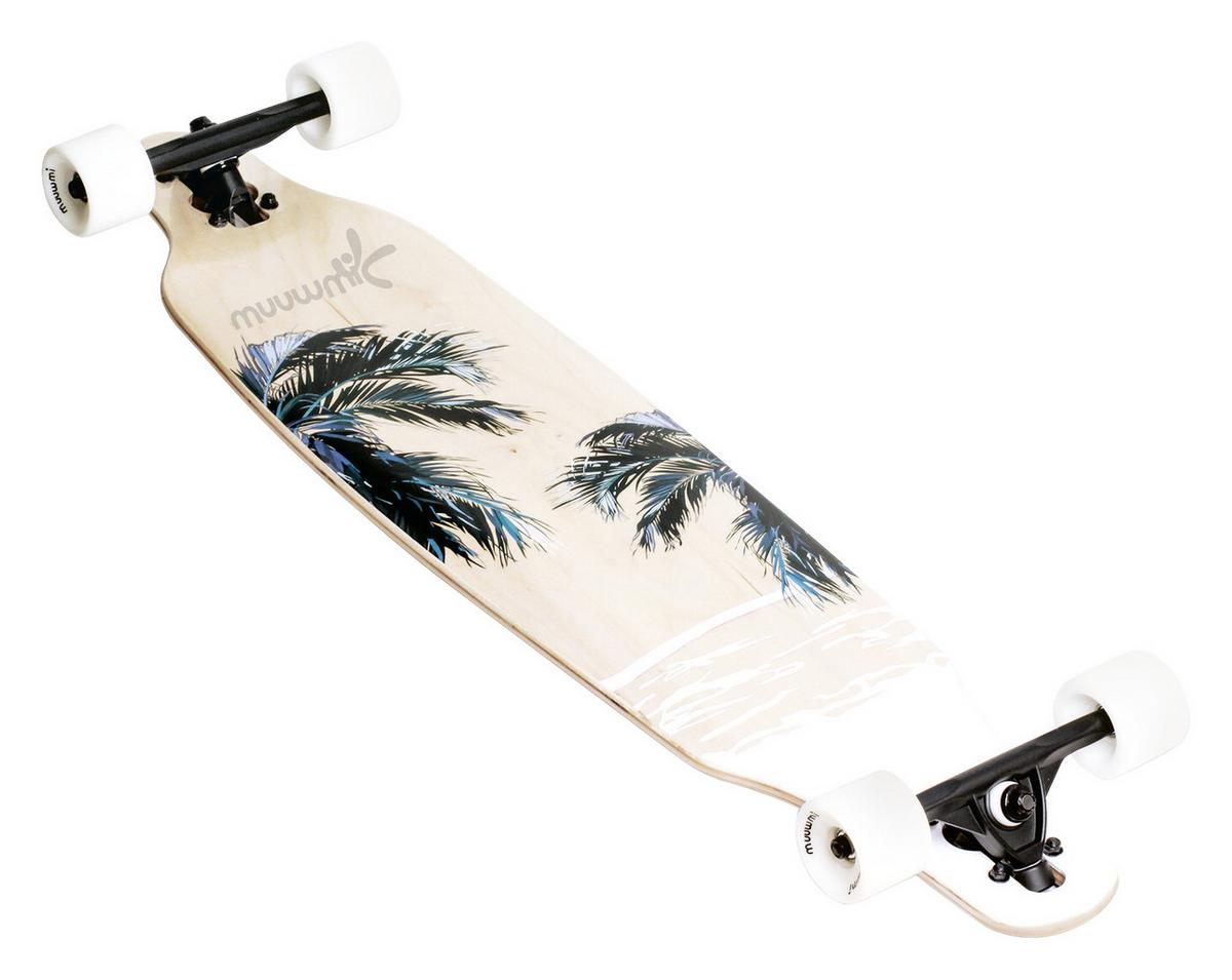 Longboard Muuwmi L: 97 cm Abec-7, Anti-Rutsch-Auflage - Ahornfarben/Schwarz, Basics, Holz (97/23/14cm)