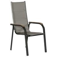 Gartensessel Stapelbar Trivero Metall/Textil - Graphitfarben/Braun, KONVENTIONELL, Textil/Metall (60/108/74cm) - Gardenson