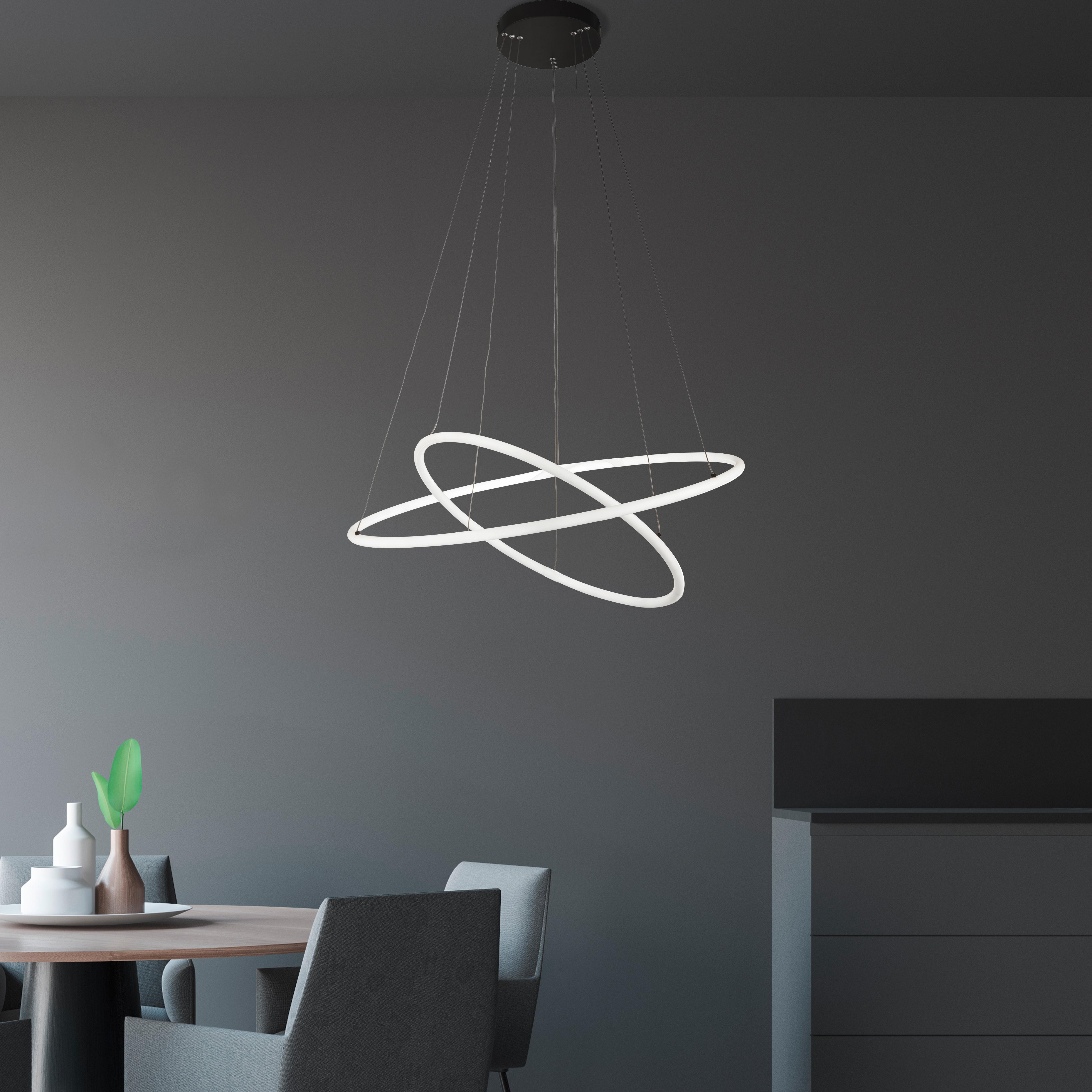 LED-Pendelleuchte 40176-2bk - Schwarz/Weiß, Design, Kunststoff/Metall (59/120cm)