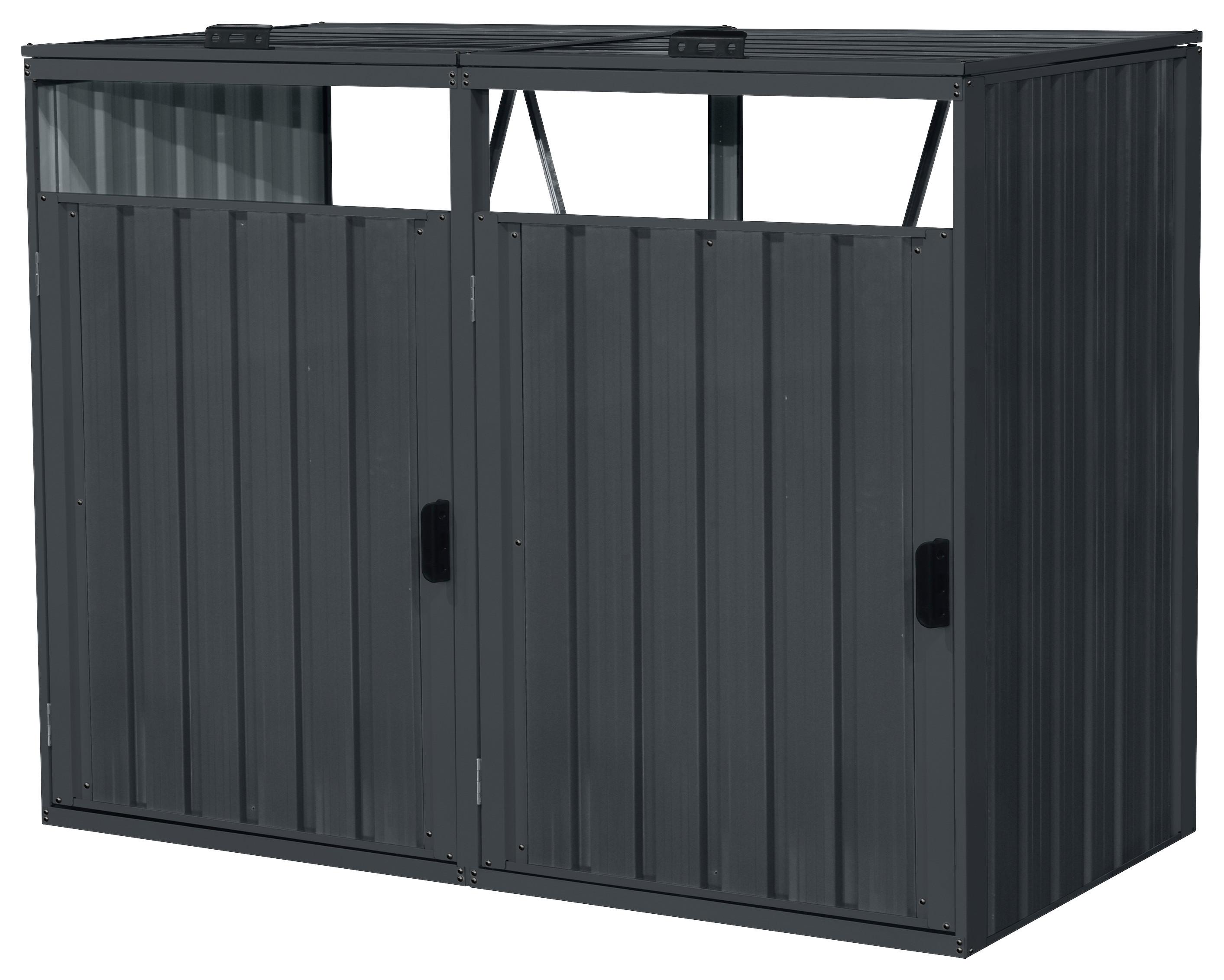 Mülltonnenbox A093.010.20 - Anthrazit, KONVENTIONELL, Metall (160/80/122cm) - Ambia Garden