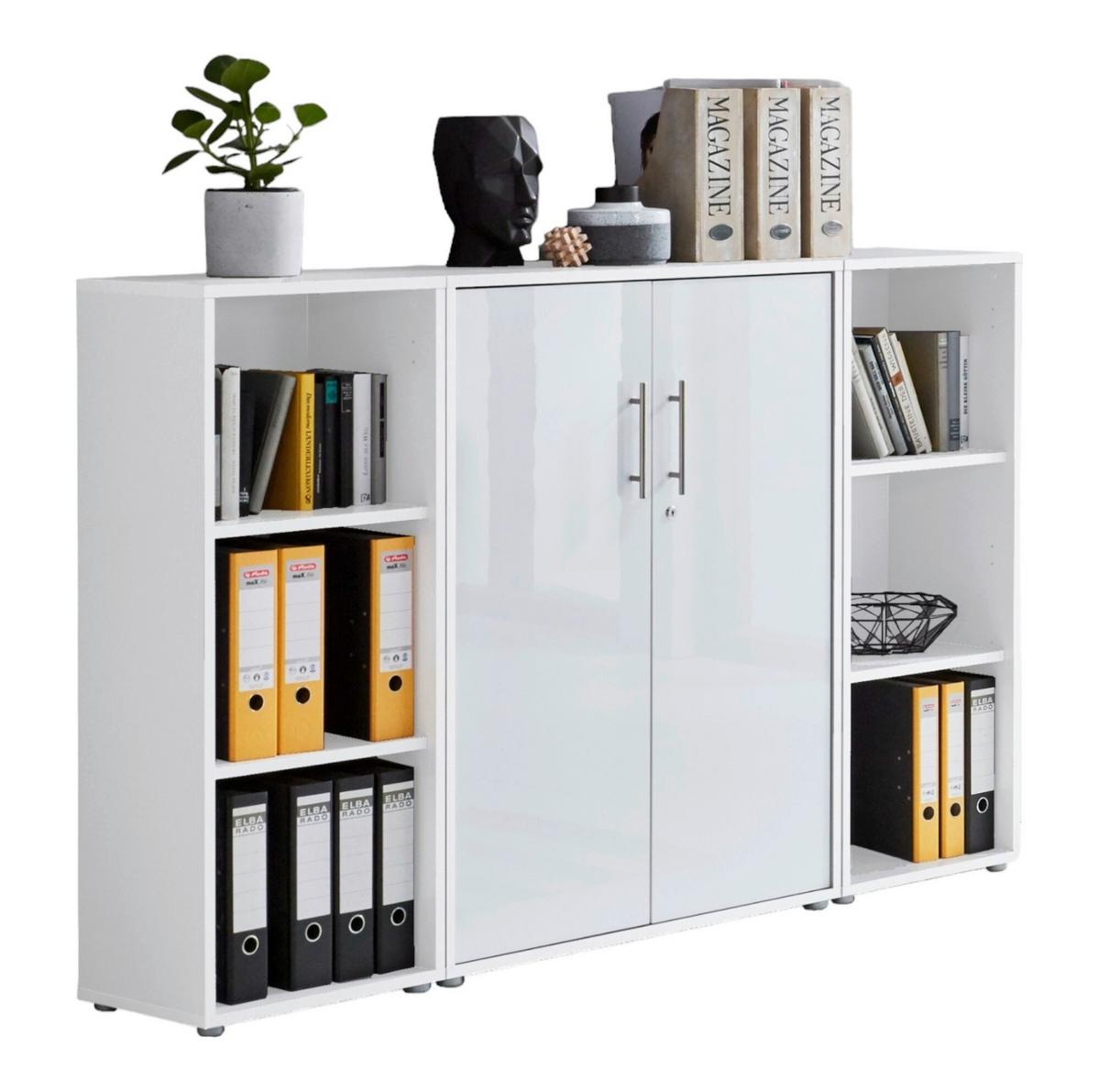 Aktenschrank Office Edition Weiß/weiß Hochglanz B: 172,6cm - Weiß Hochglanz/Weiß, MODERN, Holzwerkstoff (172,6/113,6/33cm) - MID.YOU