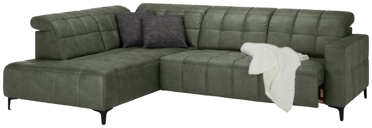 Rohová sedačka PANAMA, ľavá, olivovozelená - olivovozelená/čierna, Konventionell, kov/textil (216/304cm) - Premium Living