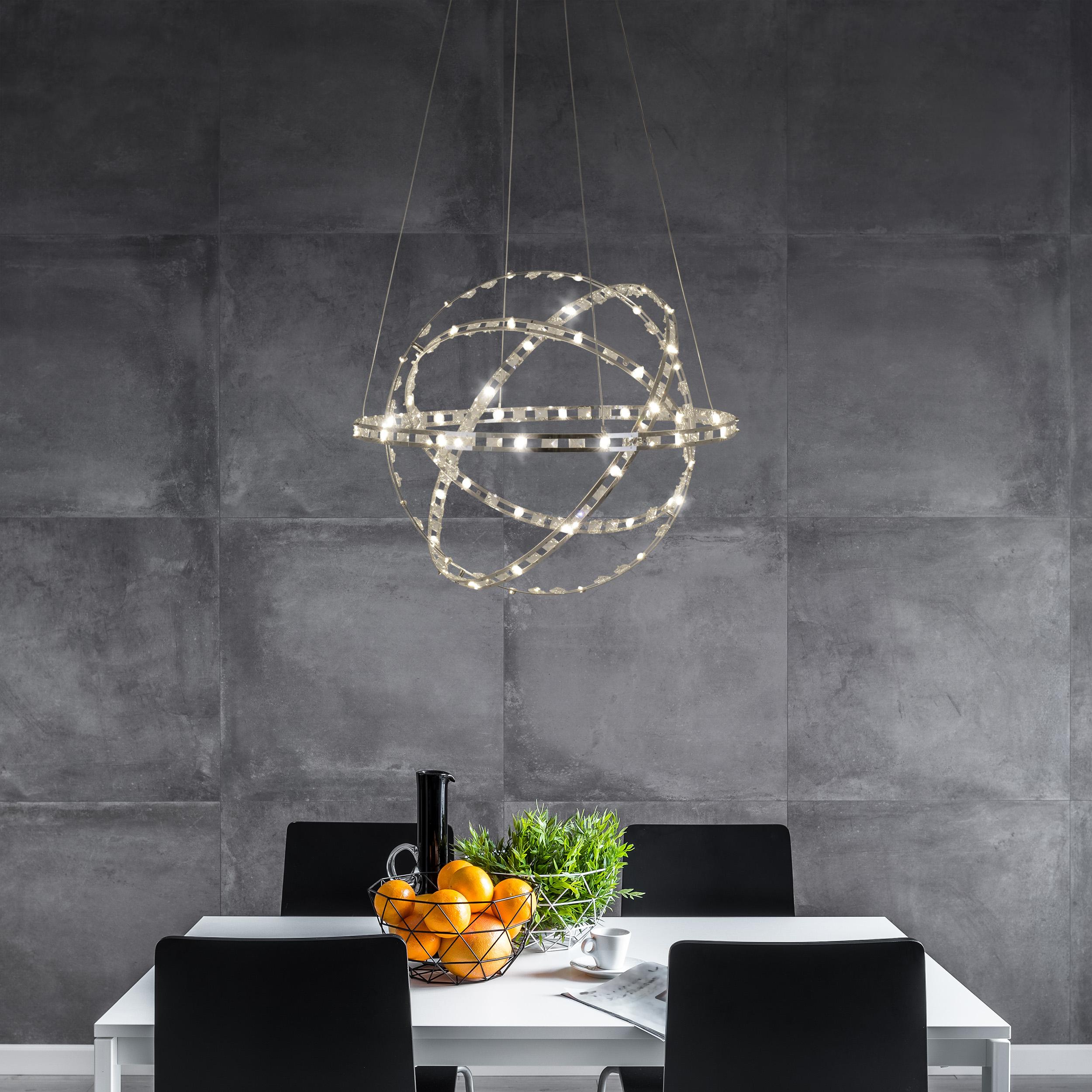 LED-Hängeleuchte Cosmos H: 180 cm - Chromfarben, LIFESTYLE, Kunststoff/Metall (60/180cm) - Näve