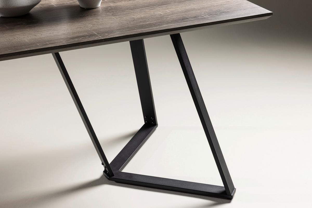 Esstisch Marina - Schwarz/Grau, Design, Holzwerkstoff/Metall (180/90/75cm) - Livetastic
