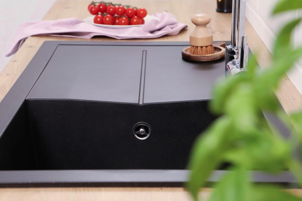 Spüle Cleveland Schwarz 86x21,4 Cm - Schwarz, Basics, Glas/Kunststoff (86/21,4/50cm) - Respekta