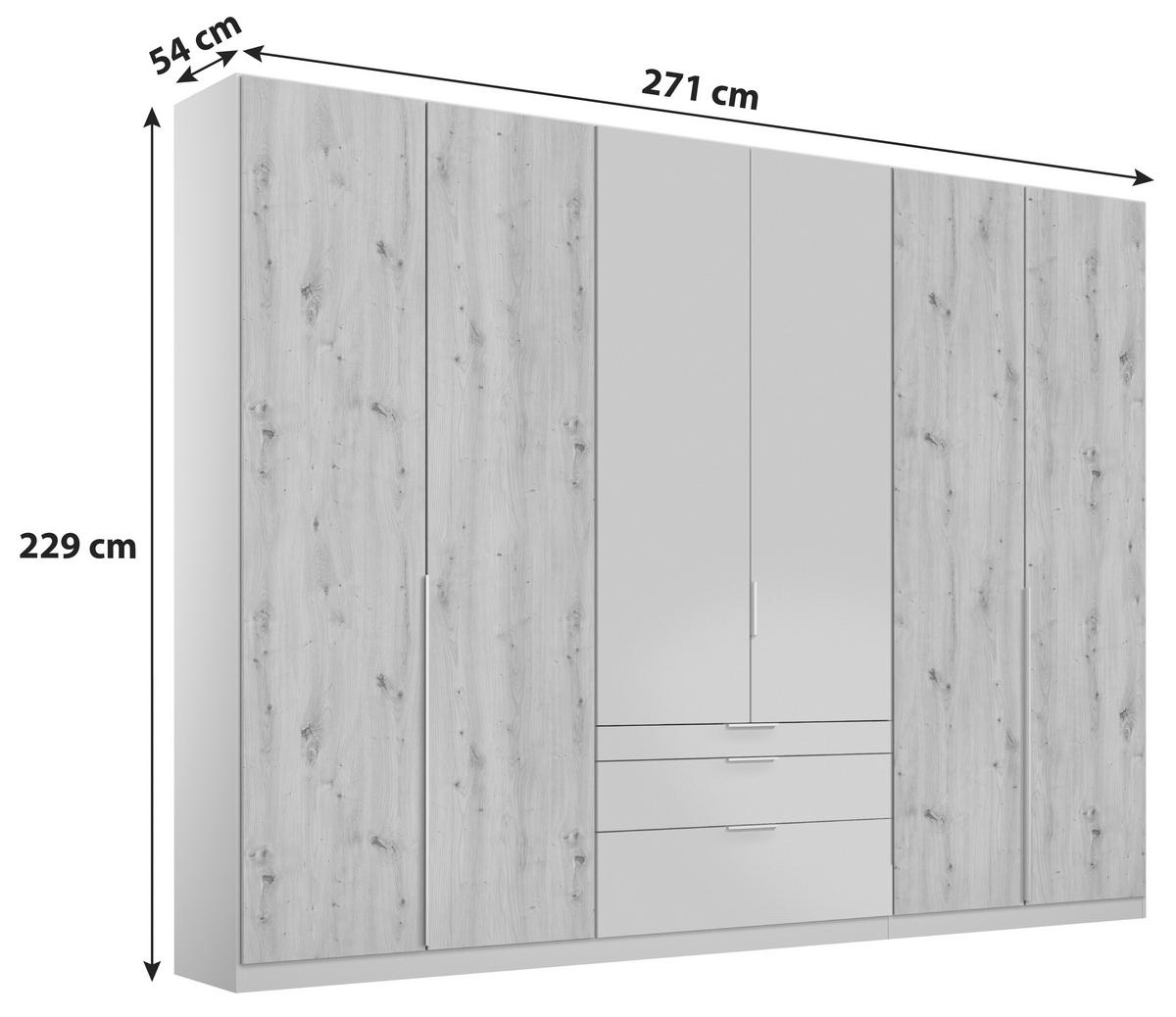 Drehtürenschrank mit Schubladen 271cm Alabama Super Champagner - Champagner/Eichefarben, MODERN, Holzwerkstoff (271/229/54cm)