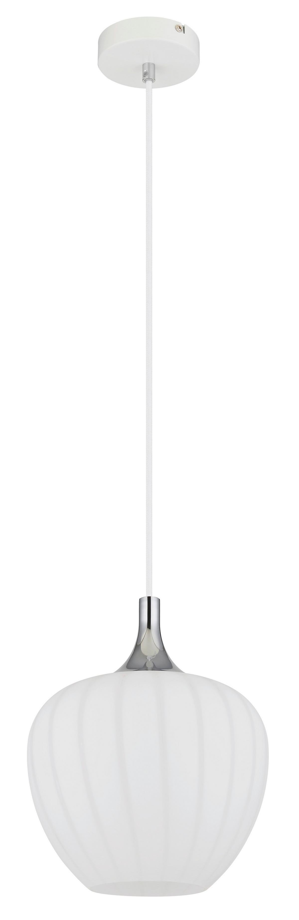Hängeleuchte 15548hw - Chromfarben/Weiß, KONVENTIONELL, Glas/Metall (24/120cm) - Globo