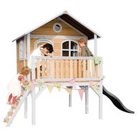 Spielhaus Braun, BxHxT: 380x274x212 cm - Braun/Weiß, KONVENTIONELL, Holz/Kunststoff (380/274/212cm) - Ambia Garden