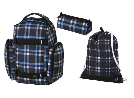 Schultaschenset Cross Blue 3-teilig - Blau/Schwarz, MODERN, Textil (32/44/22cm) - Walker Schultaschenset Cross Blue 3-teilig - Blau/Schwarz, MODERN, Textil (32/44/22cm) - Walker