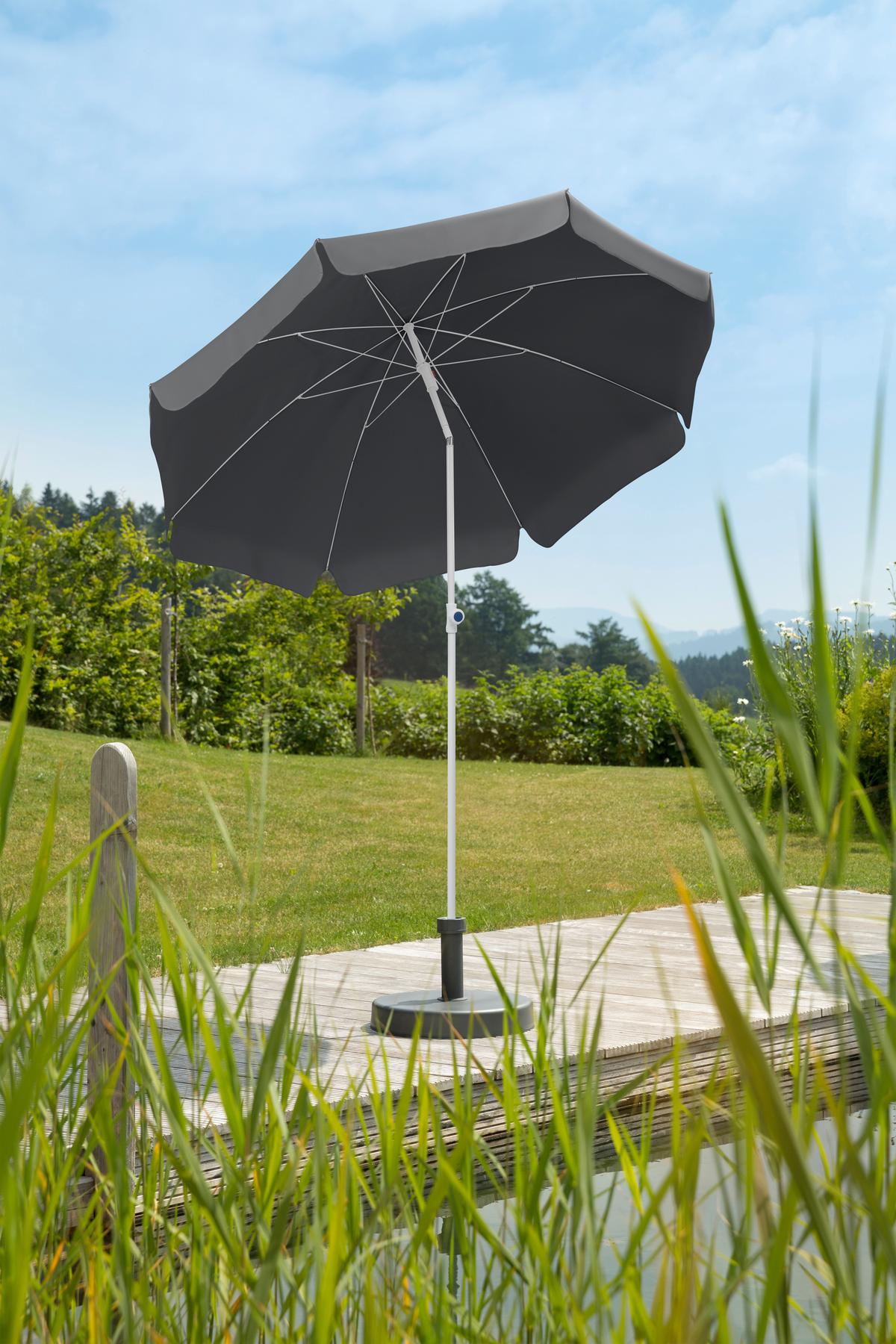 Sonnenschirm Ibiza 200x215x200cm Anthrazit - Anthrazit/Weiß, Basics, Textil/Metall (200/215/200cm) - Schneider