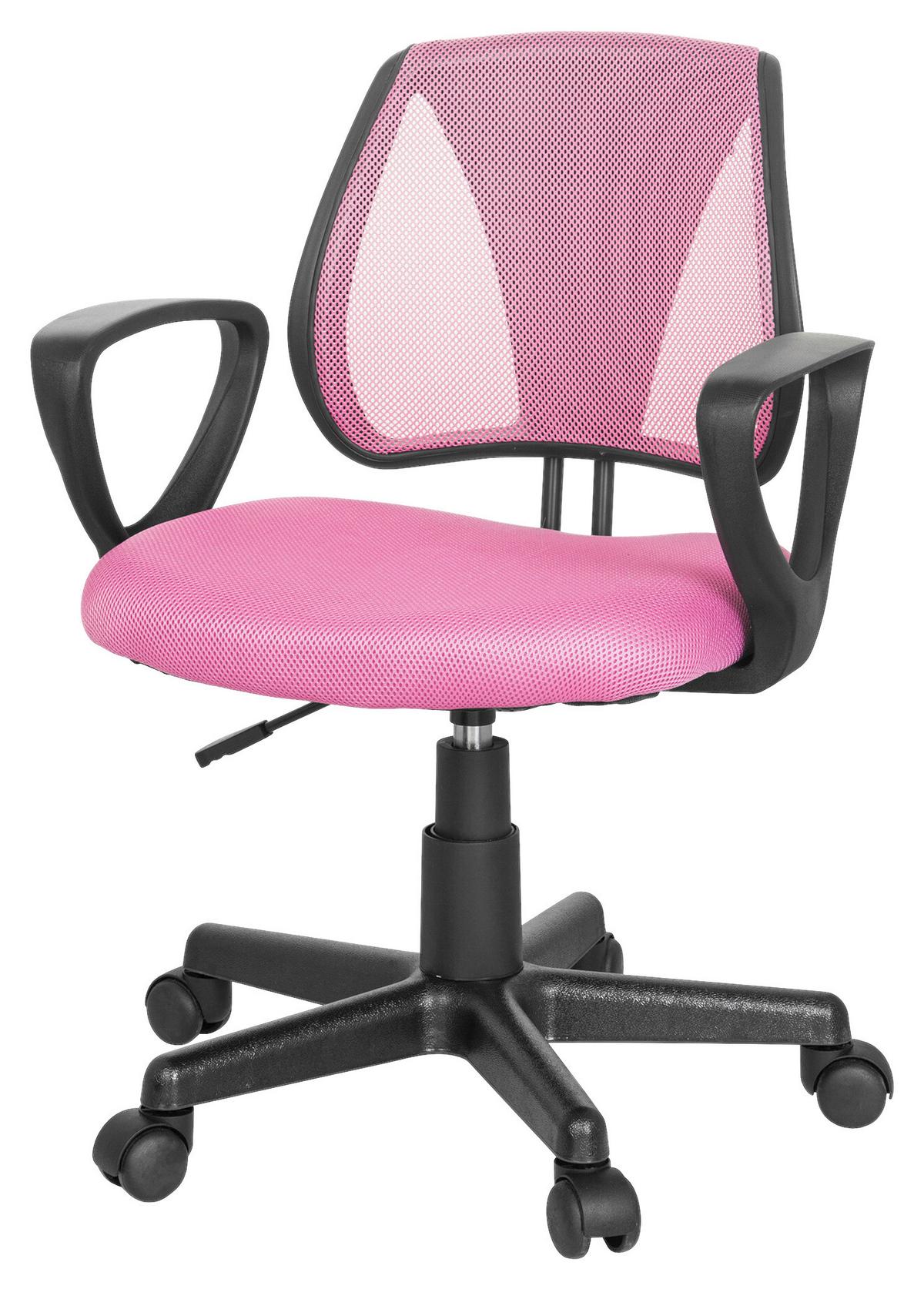 Jugenddrehstuhl Kiddy Cd mit Armstützen Pink Bis 60 Kg - Pink/Schwarz, Basics, Kunststoff (58/75-92/45cm) - MID.YOU