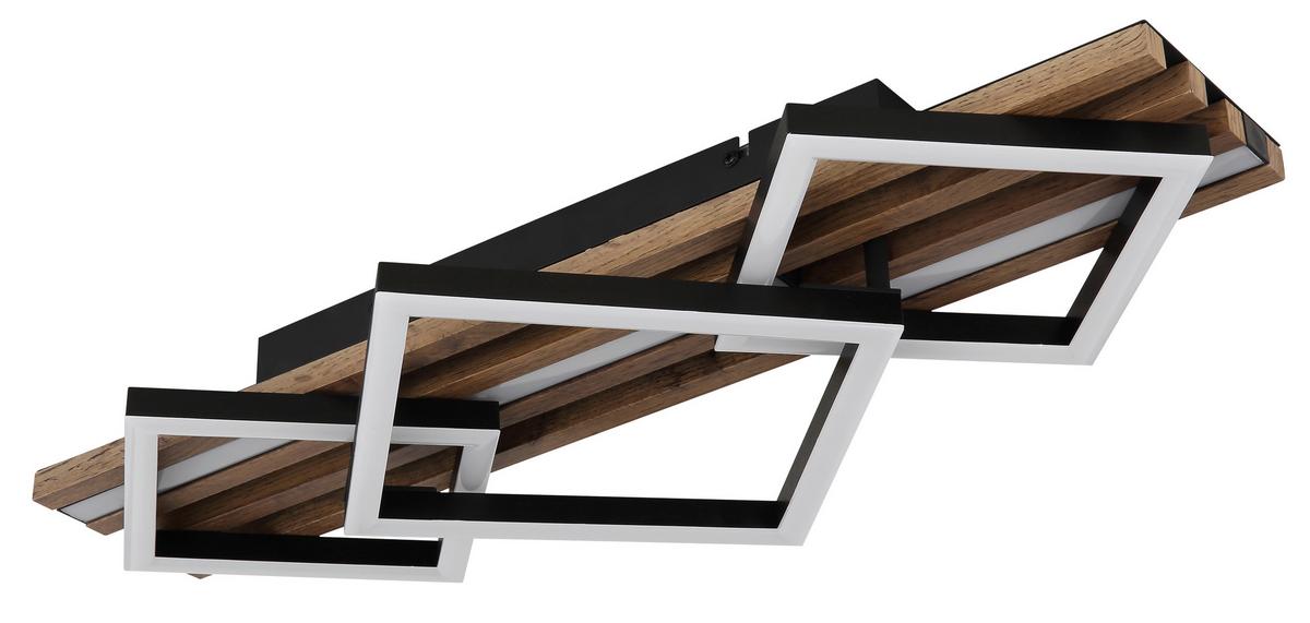 Led-deckenleuchte 67344d2 Obrien - Dunkelbraun/Schwarz, Natur, Holzwerkstoff/Kunststoff (61/31/9,5cm) - Globo