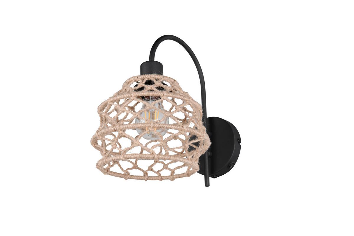 Wandleuchte Hive Naturfarben Schwarz L: 30,5 cm - Schwarz/Naturfarben, Natur, Textil/Metall (30,5/32/20cm)