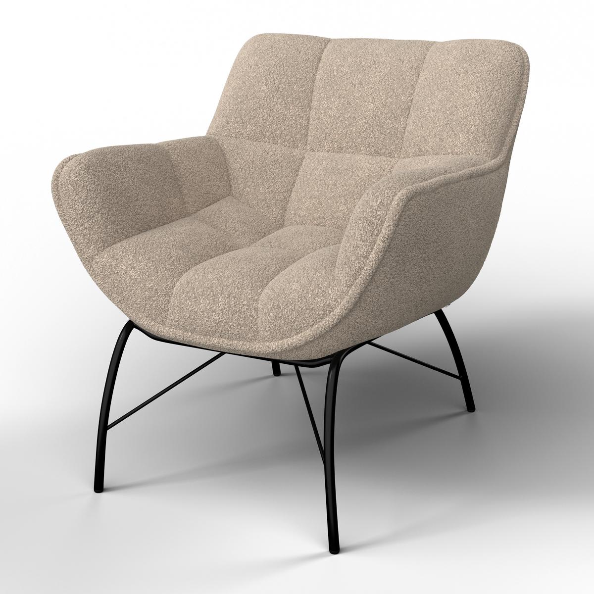 Relaxační křeslo ROBIN, béžová barva - černá/béžová, Moderní, kov/textil (72/78/81cm) - Bessagi Home
