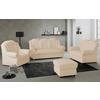 Sitzgarnitur 3-tlg. Boston Beige Lederlook - Beige/Schwarz, KONVENTIONELL, Textil - Livetastic
