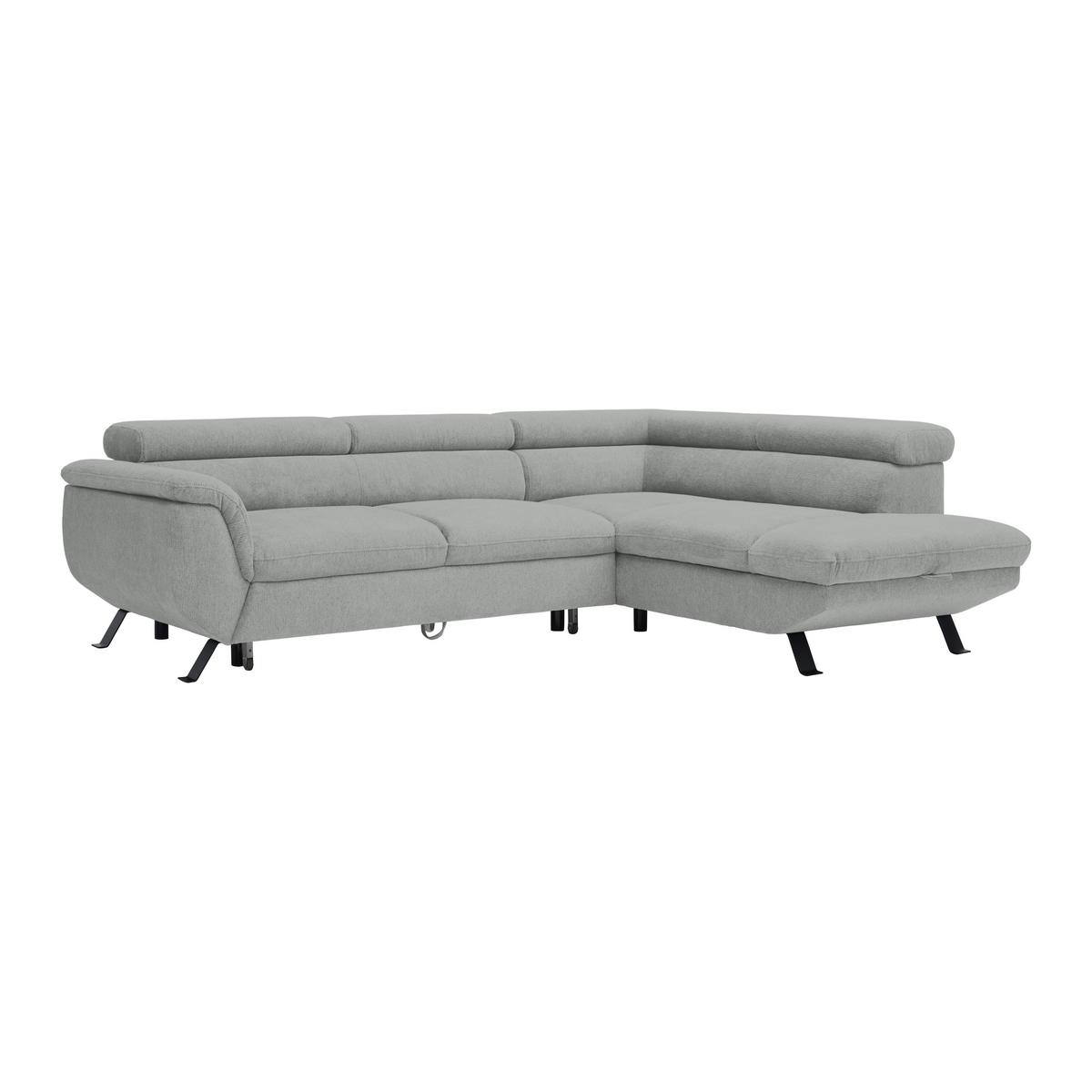 Rohová sedačka RAVEN, pravá, svetlosivá - čierna/svetlosivá, Modern, kov/textil (257cm) - Mömax