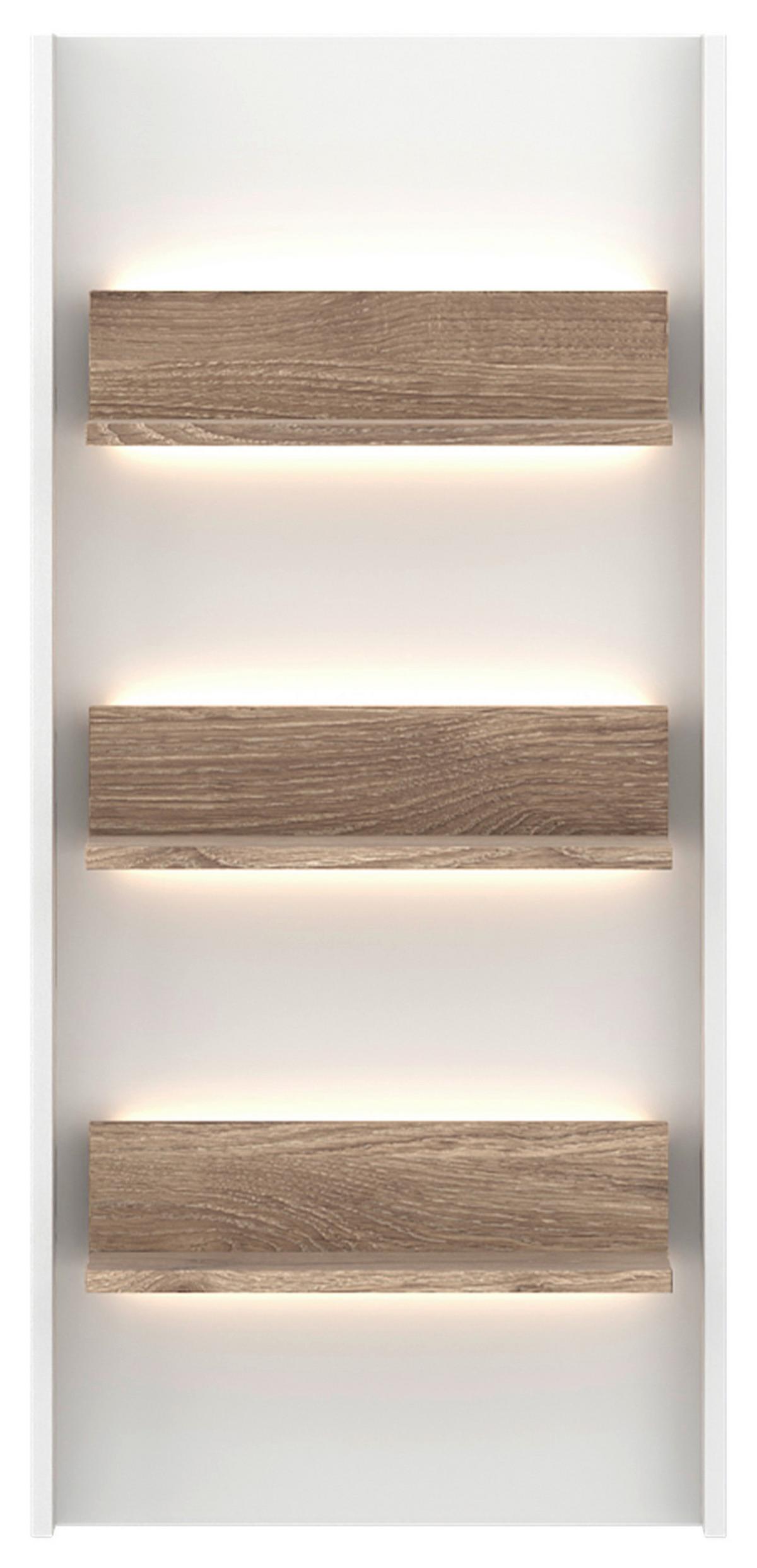 Wandregal Cotia New Weiß/Eichefarben B: 50 cm - Eichefarben/Weiß, MODERN, Holzwerkstoff (50/108/19,8cm)