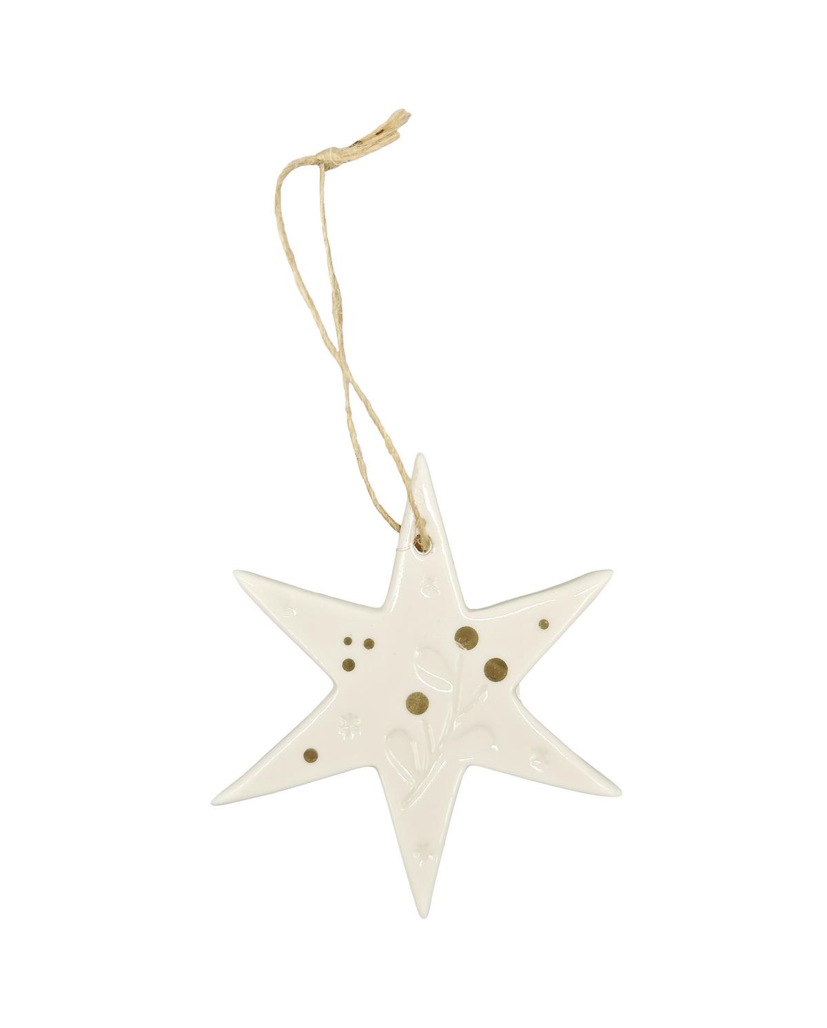 Závesná dekorácia KESSIE - biela/zlatá, Konventionell, textil/keramika (7,7/8,5/0,5cm) - Mömax