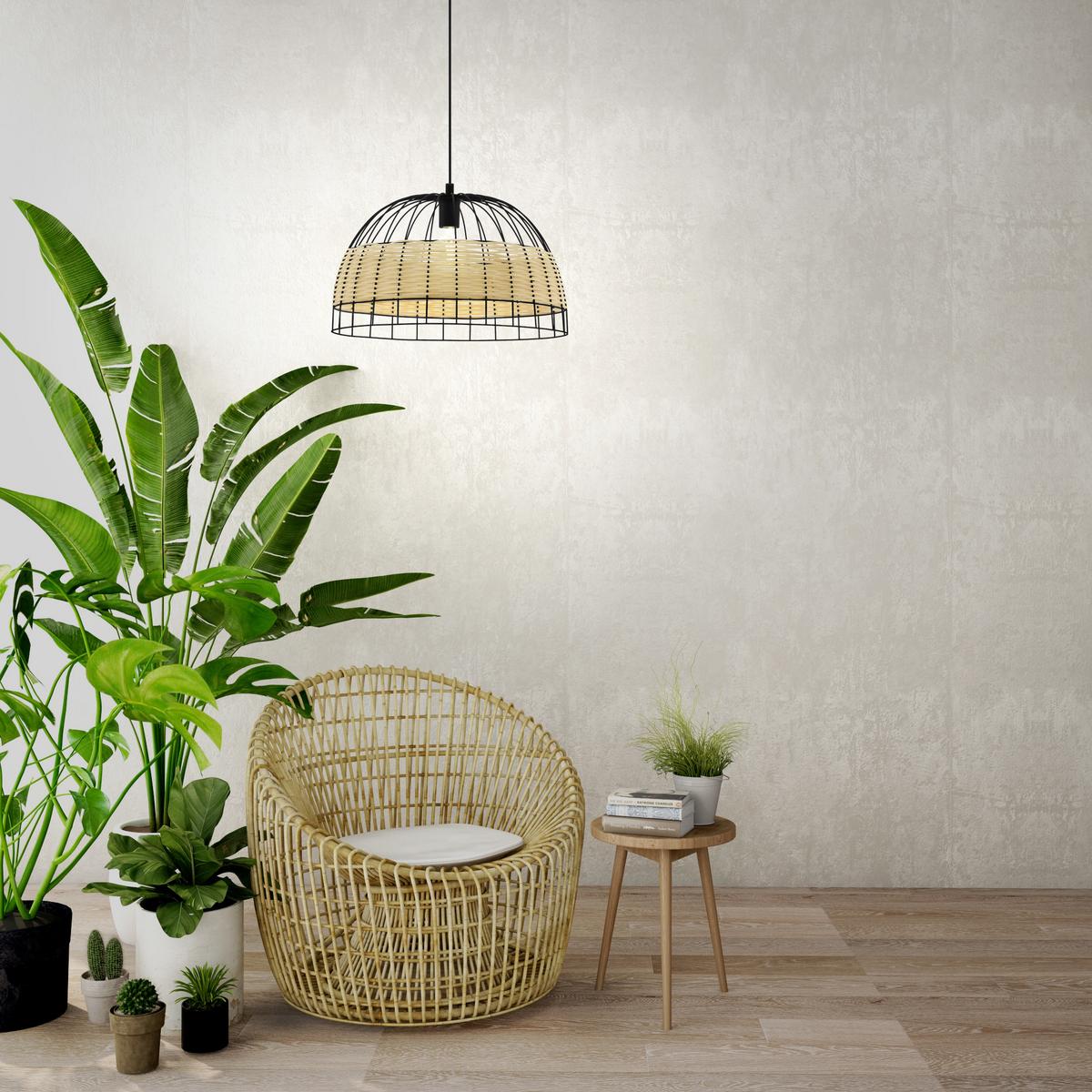 Hängeleuchte Anwick H: 110 cm 1-Flammig, Echtholz/Metall - Schwarz/Naturfarben, Natur, Holz/Metall (50/110cm) - Eglo