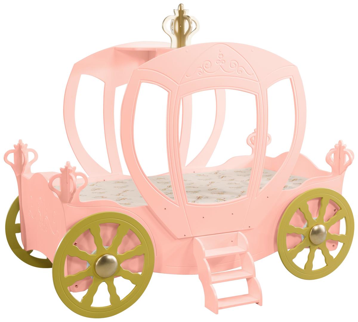 Kinder-/Juniorbett Prinzessin Kutsche Rosa - Pink/Weiß, LIFESTYLE, Holz/Holzwerkstoff (90/180cm) - Livetastic