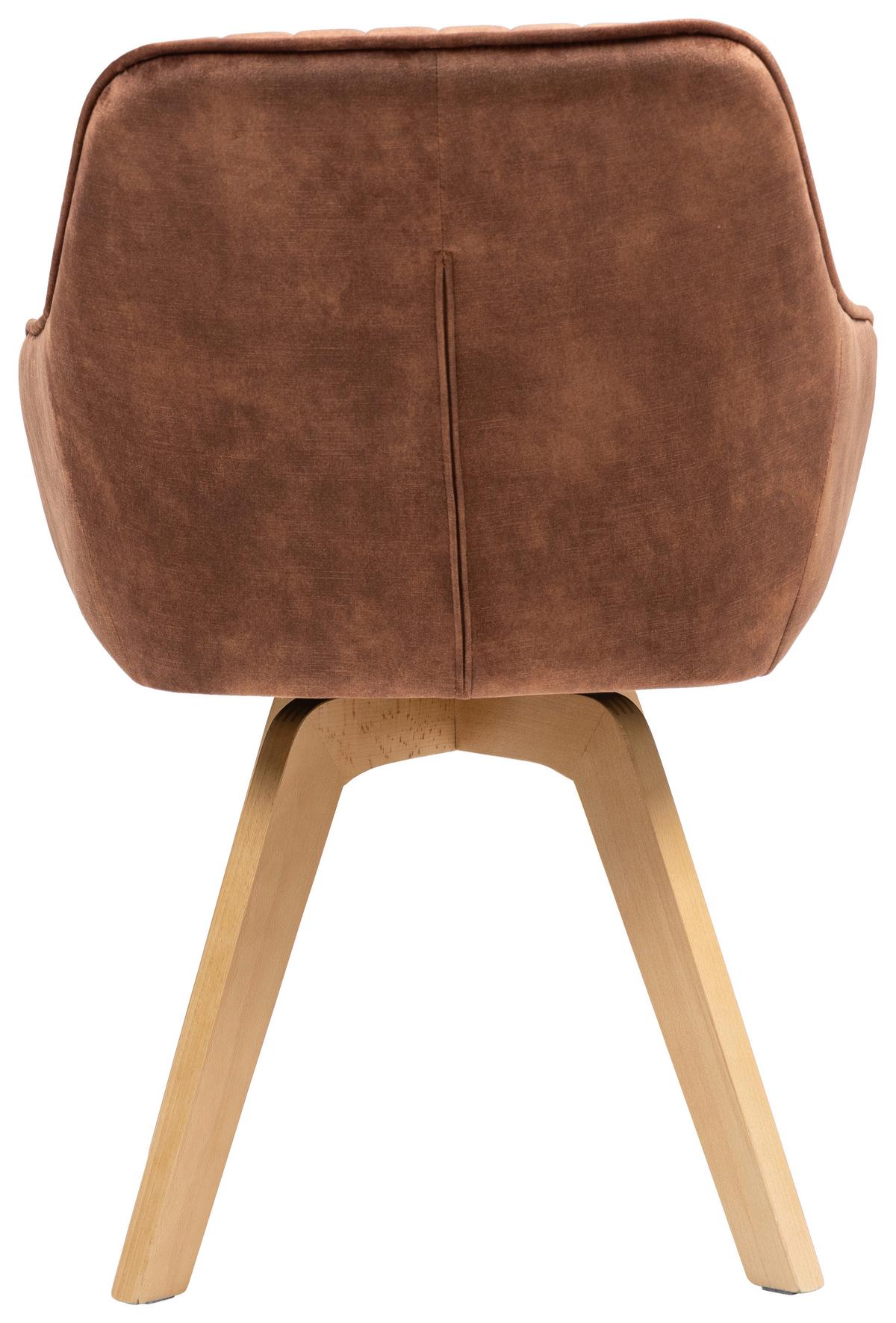 Armlehnstuhl Hanna drehbar Samt Braun,sitzfl. 180° Drehb. - Buchefarben/Braun, KONVENTIONELL, Holz/Textil (63/83/63cm) - MID.YOU