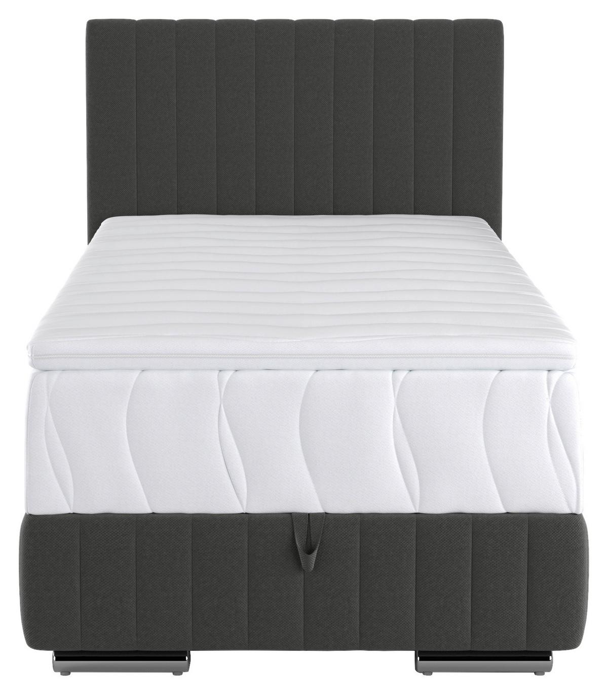 Boxbett Mit Topper & Bettkasten 90x200 Cm Beetle - Chromfarben/Grau, Holzwerkstoff/Textil (90/200cm) - MID.YOU
