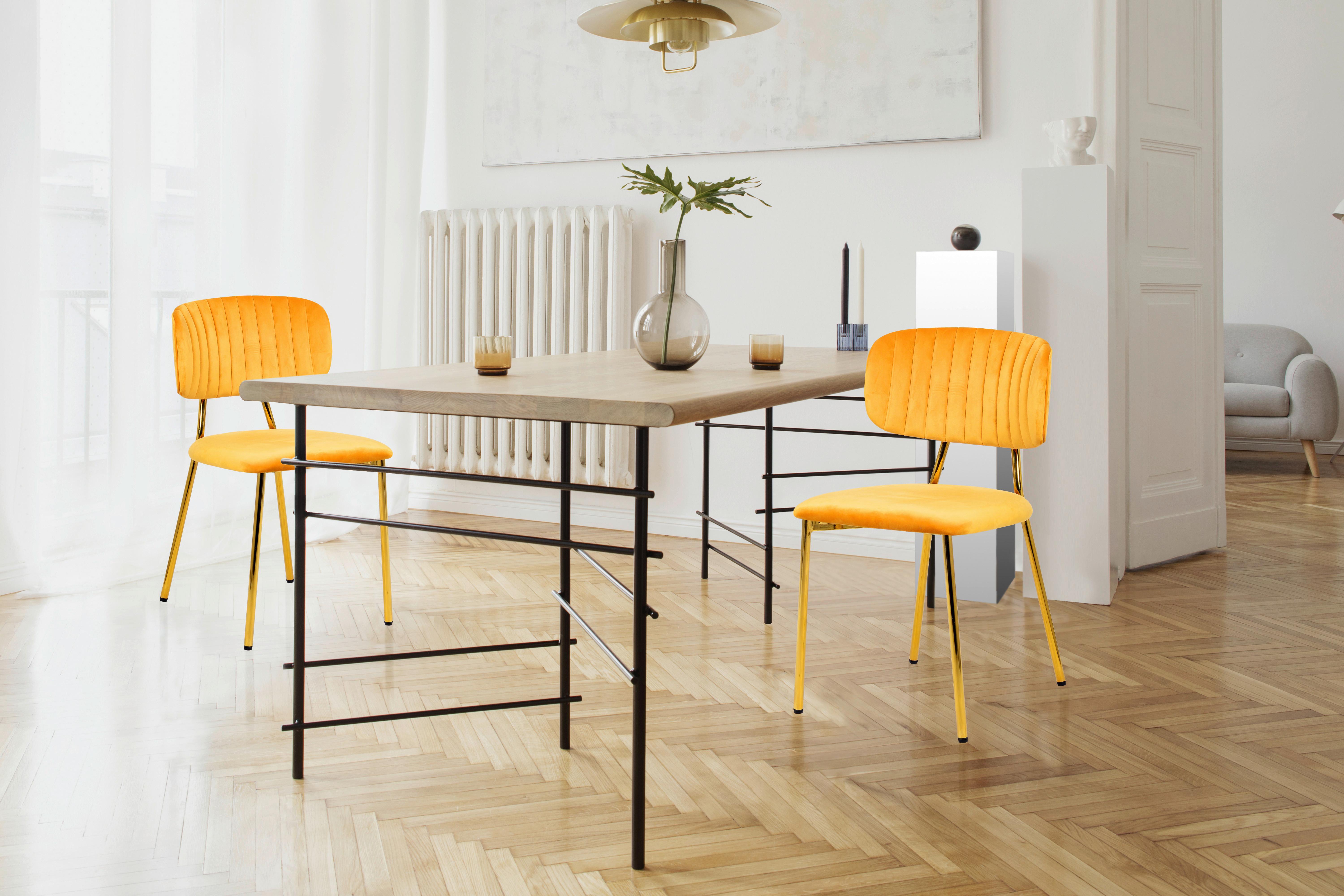 Stuhl-set Giselle 125 Hellorange - Goldfarben/Orange, Design, Kunststoff/Metall (47/80/51cm) - Kayoom