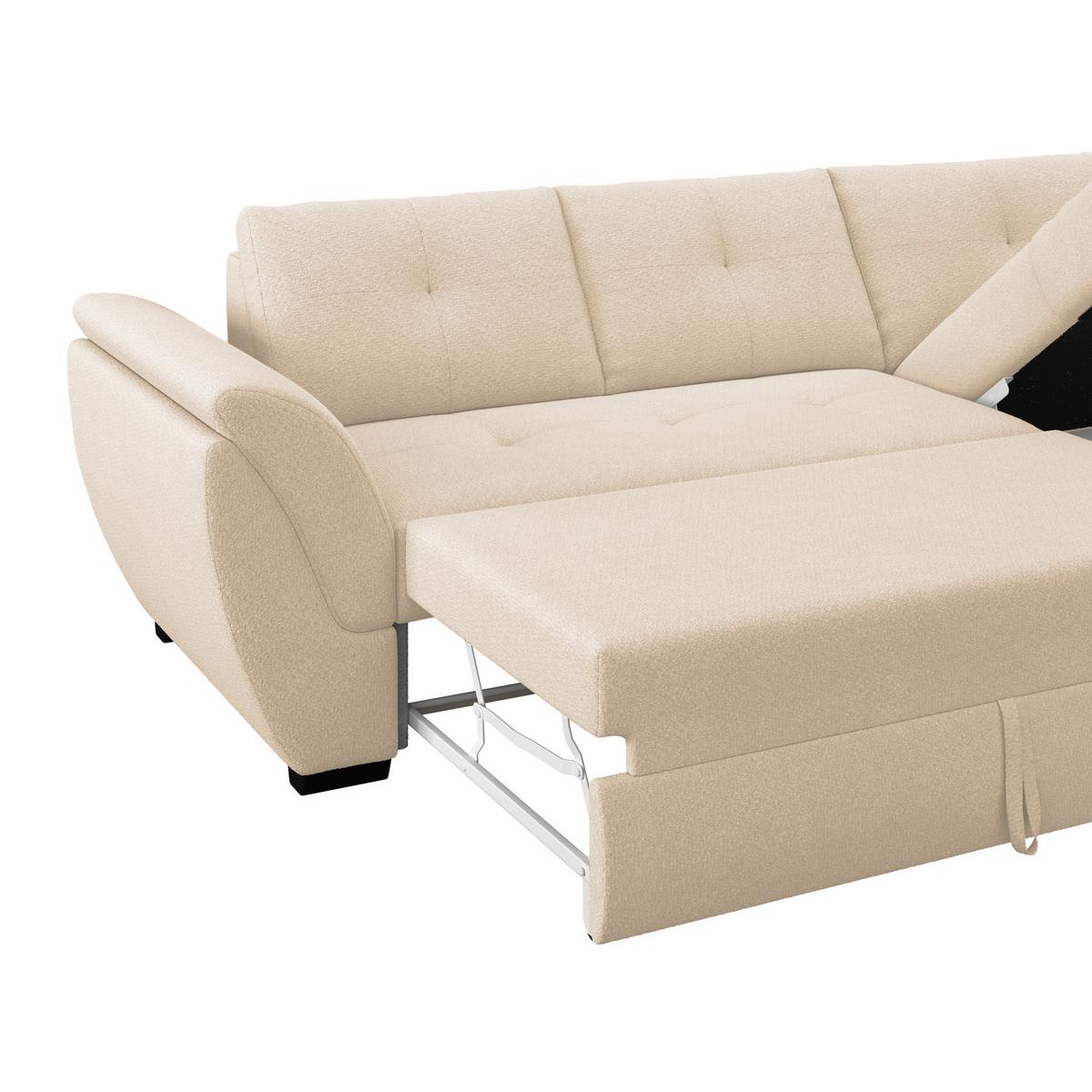 Rohová sedačka BERISSO, pravá, béžová - černá/béžová, Konvenční, textil (278/187cm) - Ondega