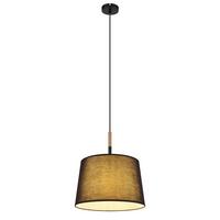 Hängeleuchte 21629h - Schwarz/Naturfarben, Basics, Holz/Textil (38/120cm) - Globo