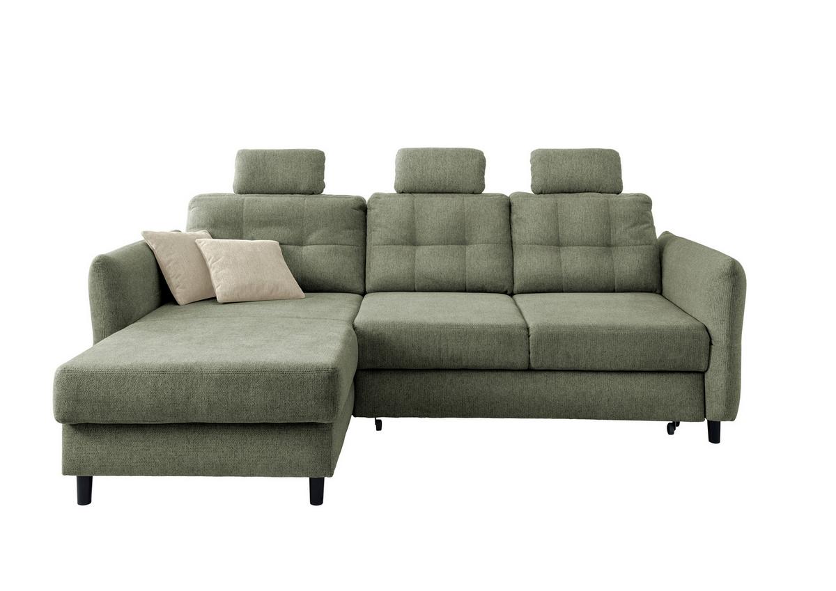 Ecksofa Brizzini Dunkelgrün S: 176x250-280 Cm - Dunkelgrün/Beige, MODERN, Textil (176/250-280cm) - Livetastic