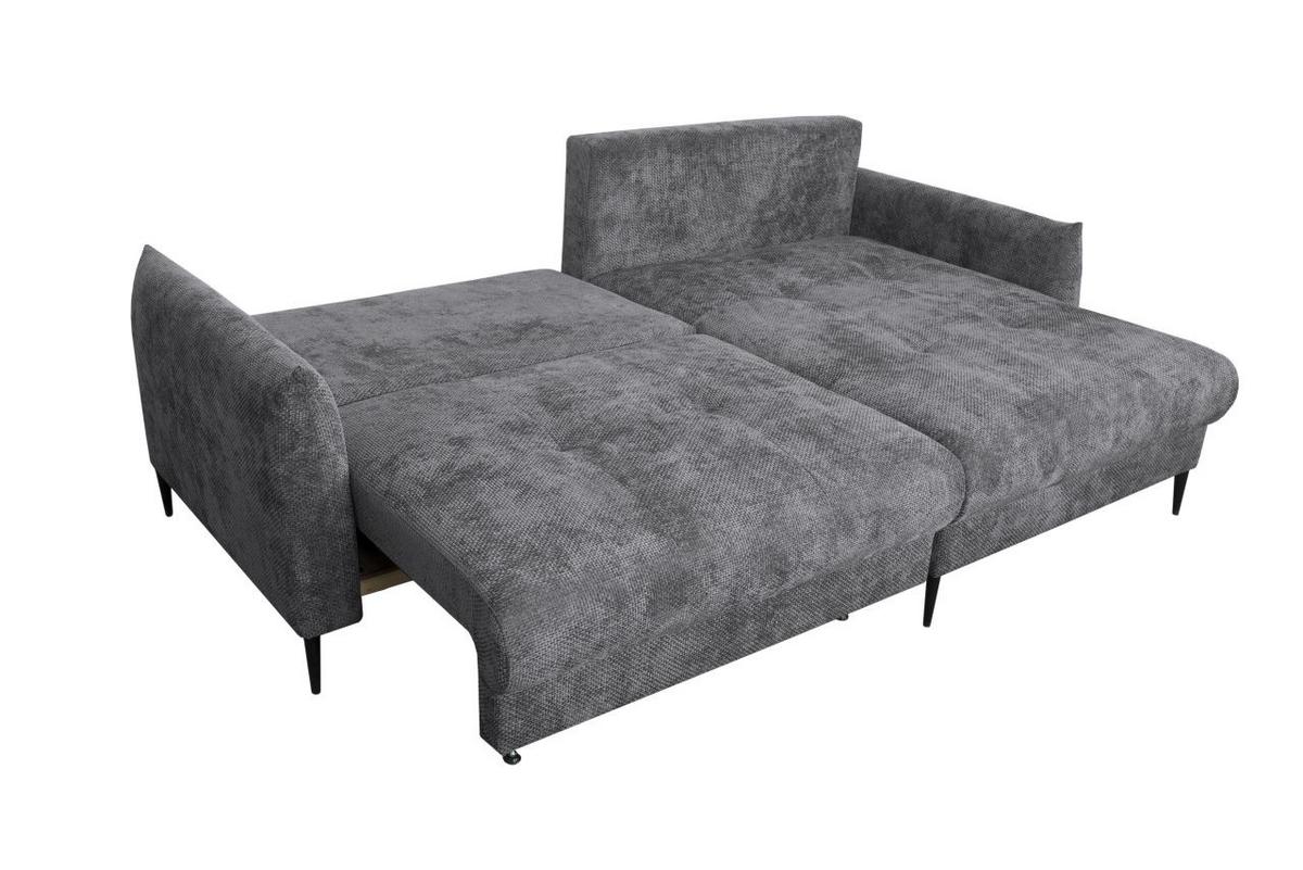 Rohová sedačka POLIS, obojstranná, antracitová - čierna/antracitová, Modern, kov/textil (221/142cm) - Based