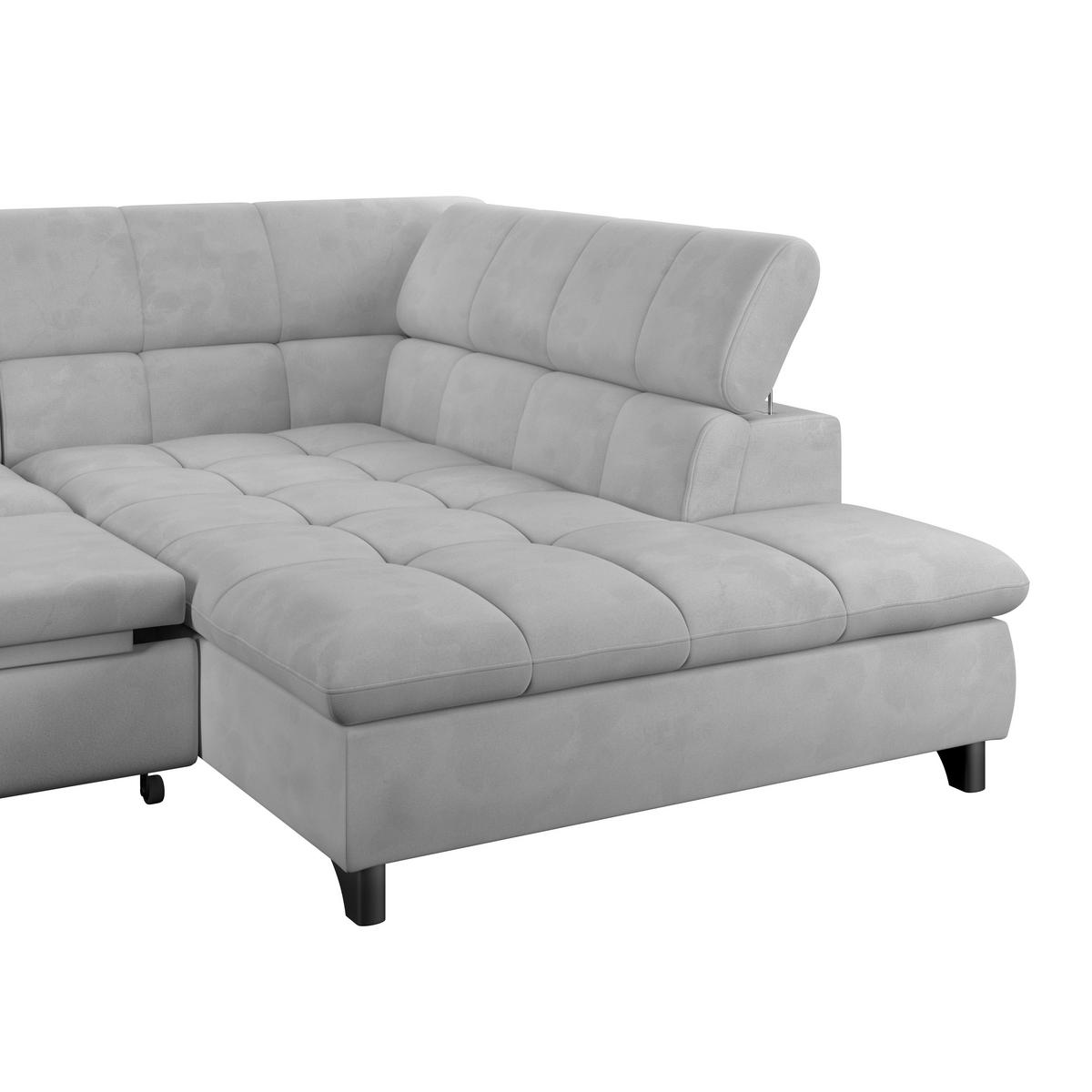 Ecksofa Gemini Hellgrau, B: 312cm - Chromfarben/Hellgrau, KONVENTIONELL, Textil (312/234cm)