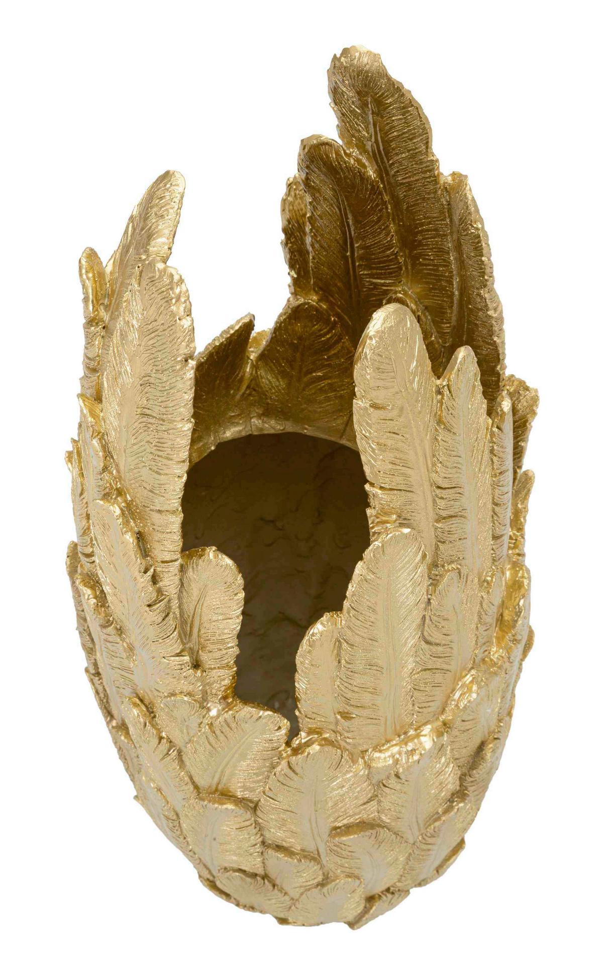 Vase Feathers Goldfarben B: 32 cm - Goldfarben, Basics, Kunststoff (32/80/34cm)