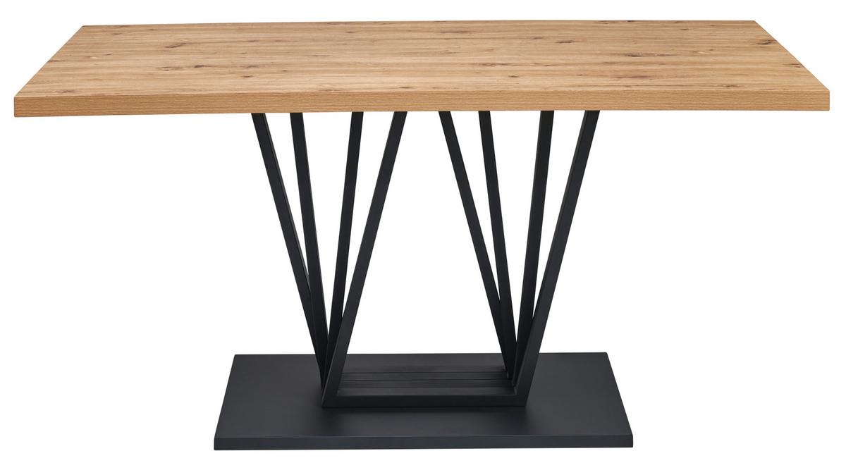 Esstisch Brad Eiche Artisan B: 160 Cm - Schwarz/Eiche Artisan, KONVENTIONELL, Holzwerkstoff/Metall (160/75/90cm) - MID.YOU