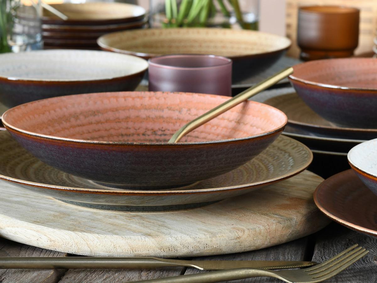 Tafelservice Neapel 12-Teilig Steinzeug, Braun, 4 Personen - Terracotta/Braun, Basics, Keramik - Creatable