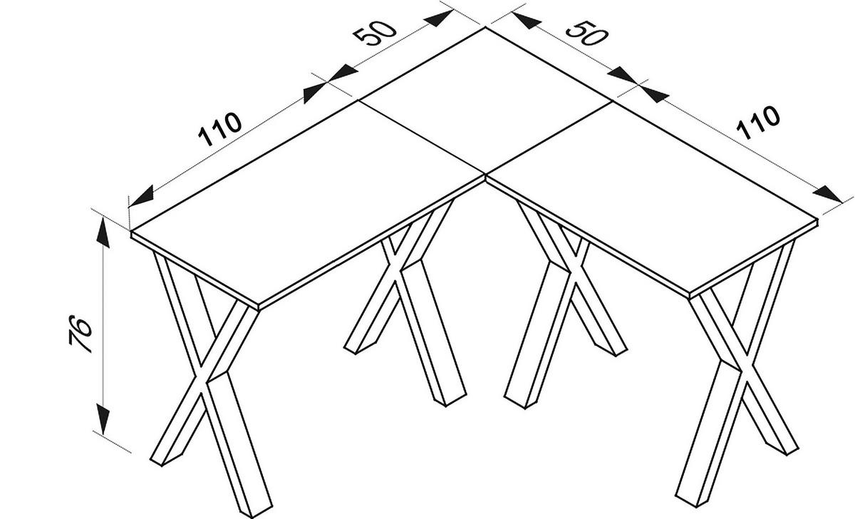 Eckschreibtisch Lona 160x160cm Weiß/eiche - Weiß/Sonoma Eiche, MODERN, Holzwerkstoff/Metall (160/50/76cm) - MID.YOU