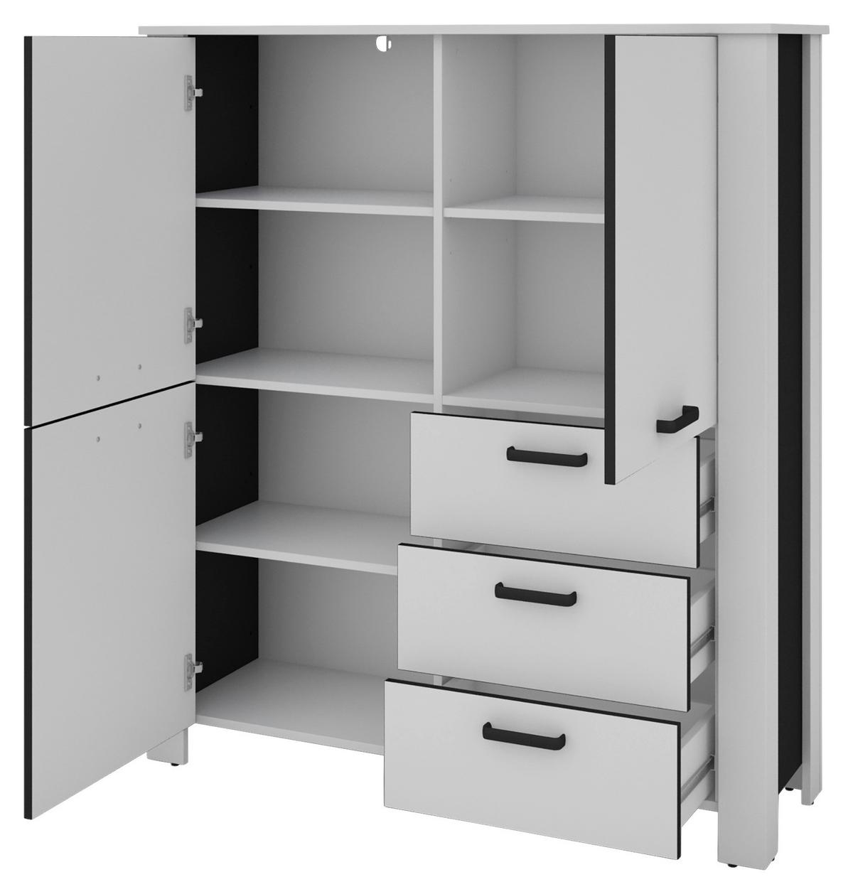 Highboard Faro Weiß B: 120 Cm - Schwarz/Weiß, Design, Holzwerkstoff (120/137/40cm) - MID.YOU