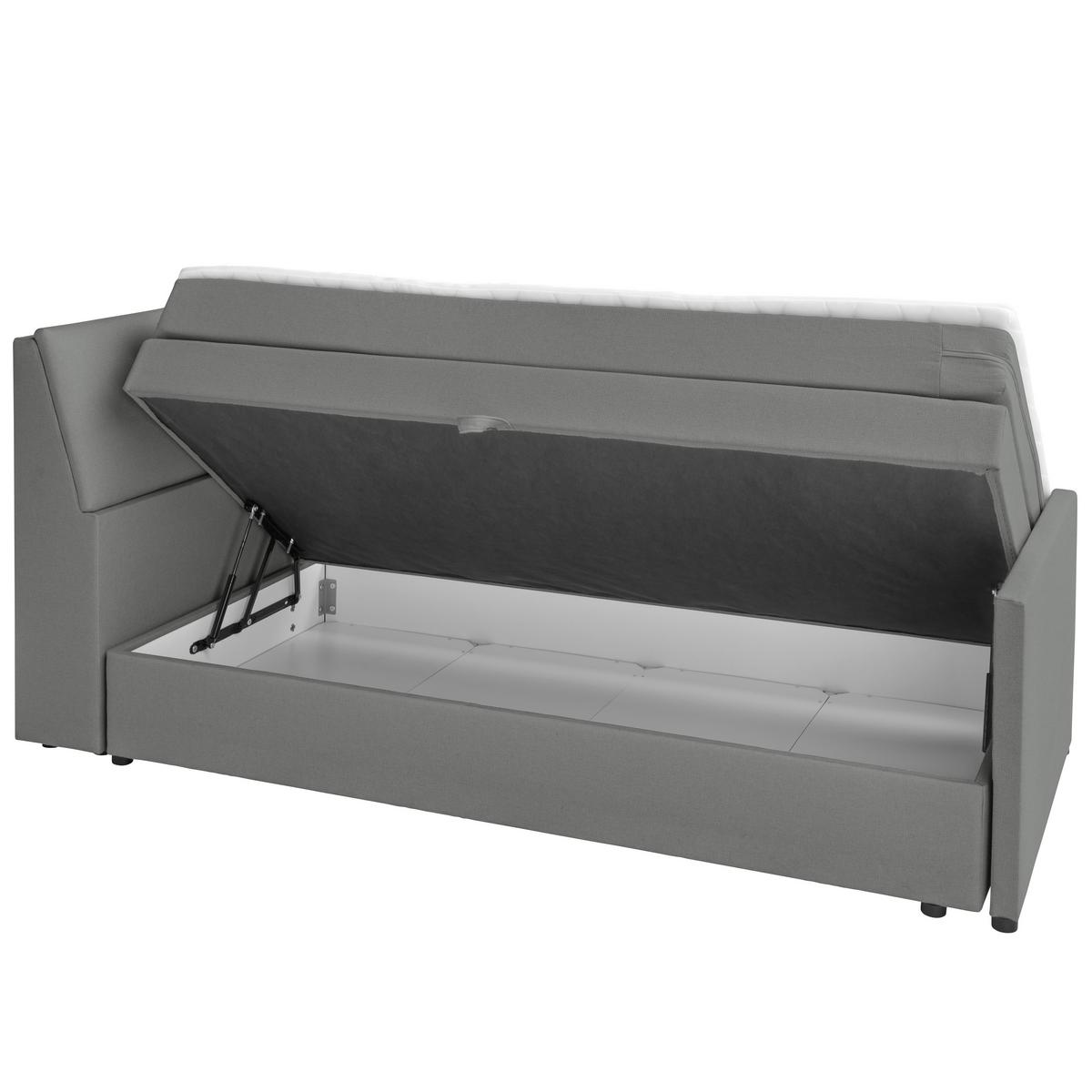 Boxspringbett Mit Bettkasten Nida 100x200 Cm Grau - Schwarz/Grau, MODERN, Holz/Textil (100/200cm) - MID.YOU