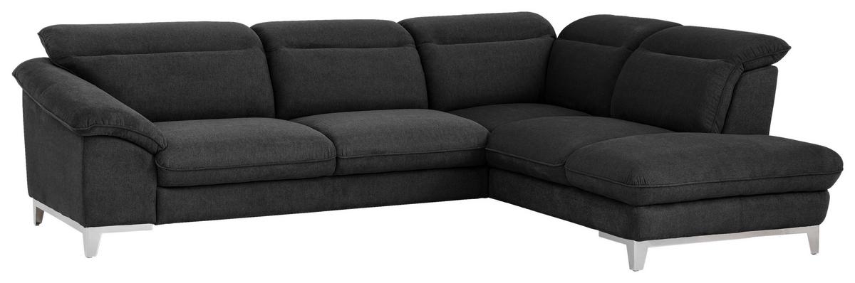 Ecksofa Mit Schlaffunktion Teresa Schwarz - Chromfarben/Schwarz, Design, Textil (293/232cm) - Livetastic