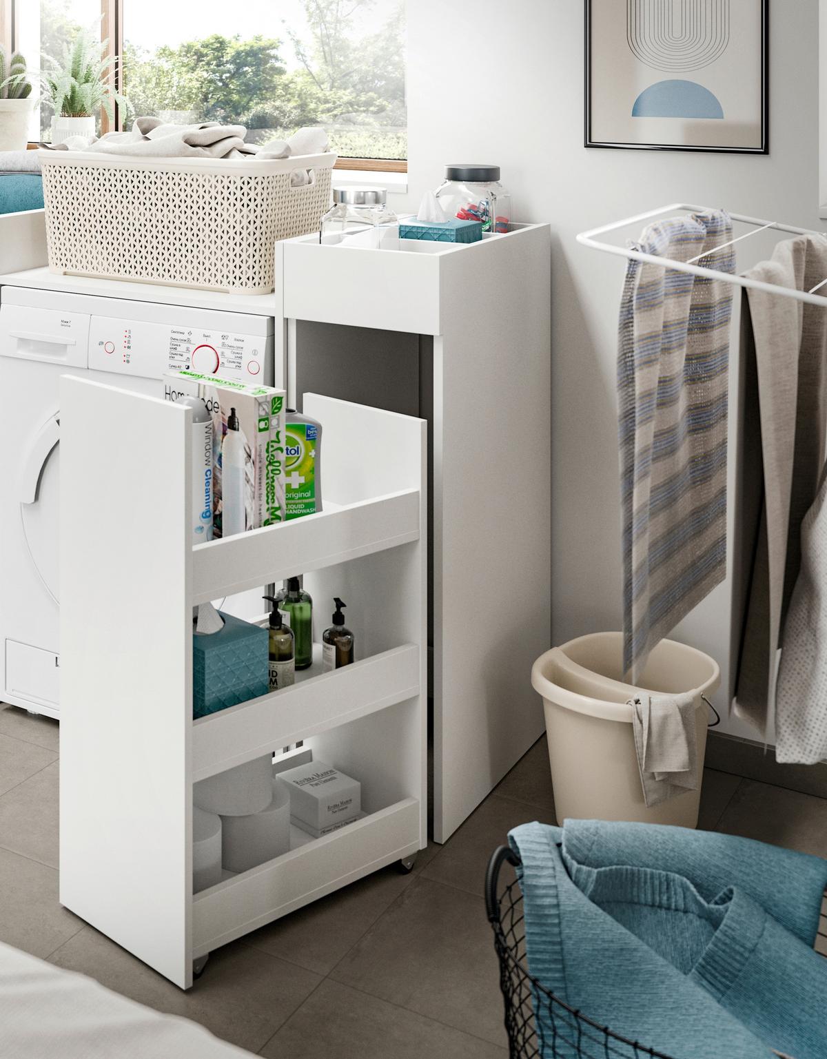 Waschmaschinenschrank Free Weiß B: 95 cm - Weiß, MODERN, Holzwerkstoff (95/101/60cm) - MID.YOU