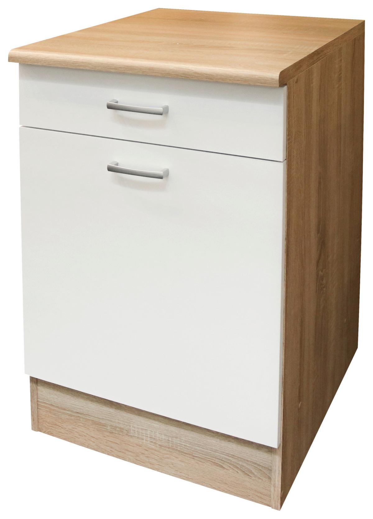 Spodní kuchyňská skříňka ANDY šířka/výška: 50/90 cm - bílá/barvy stříbra, Basics, kompozitní dřevo/plast (50/90/60cm) - MID.YOU