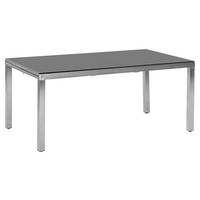 Gartentisch Edelstahl/Glas L 150 cm - Silberfarben/Grau, MODERN, Glas/Metall (150/90/75cm) - Gardenson