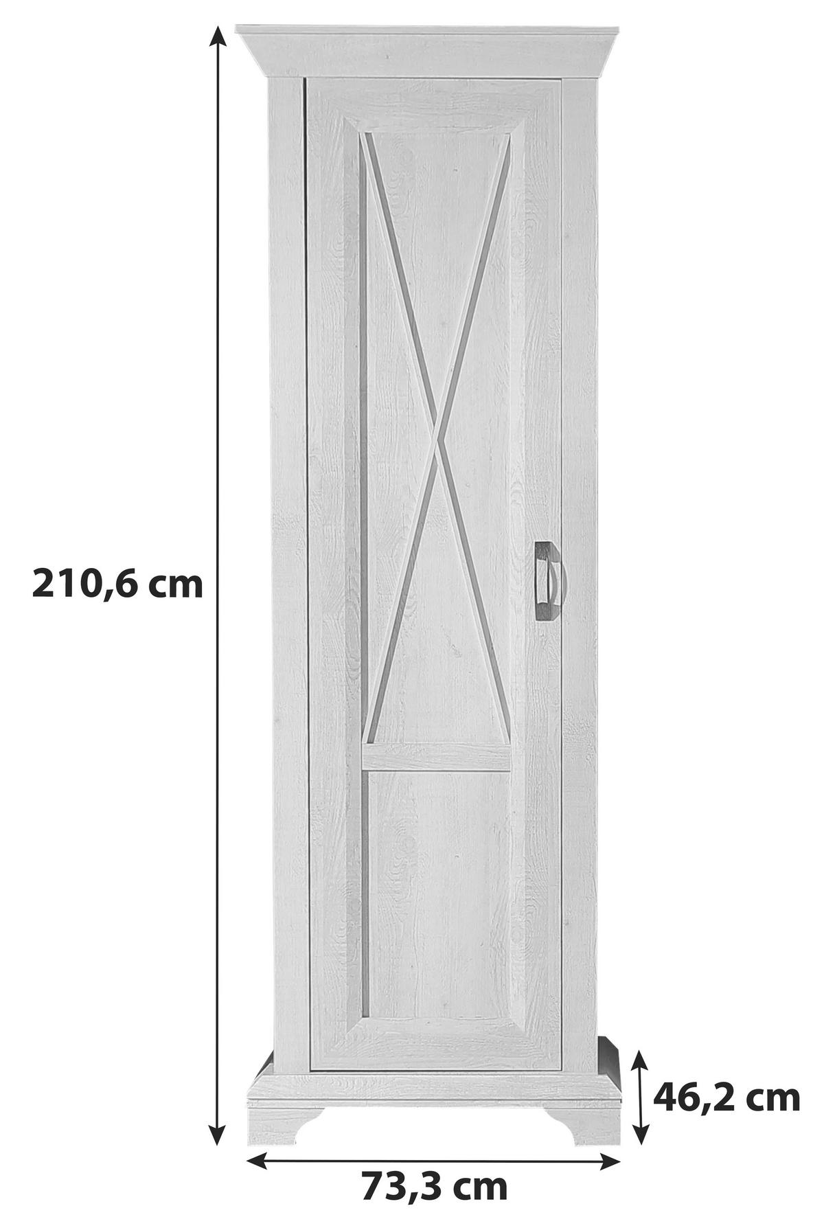 Drehtürenschrank B: 73,3 Cm Kashmir, Pinien Dekor - Weiß/Pinienfarben, Basics, Holzwerkstoff/Kunststoff (73,3/210,6/46,2cm) - Livetastic