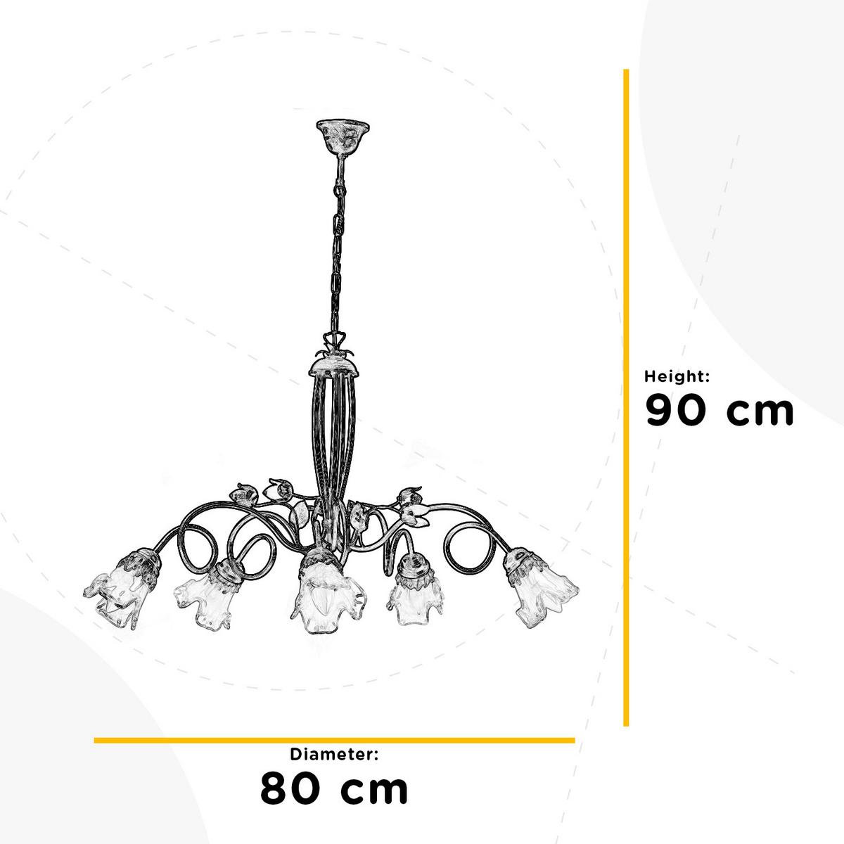 Kronleuchter 4984/5 - Bronzefarben, KONVENTIONELL, Glas/Metall (80/90cm)