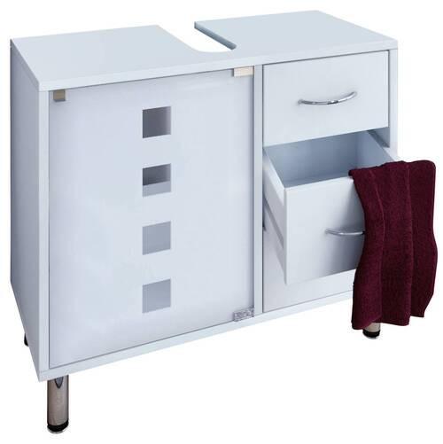 Waschbeckenunterschrank Mit Glastür Darola B: 67 Cm Weiß