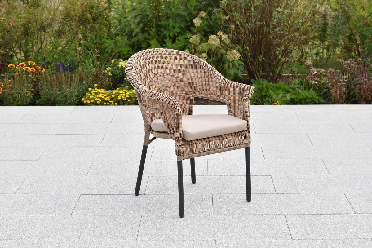 Gartenset Ravenna - Graphitfarben/Naturfarben, MODERN, Kunststoff/Textil - Gardenson