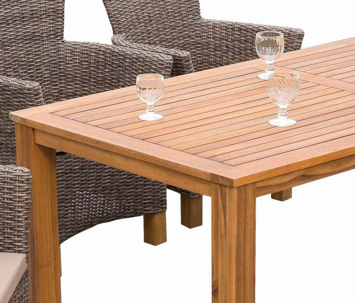 Gartengarnitur 7-Tlg. Toskana Akazie/Aluminium - Naturfarben/Braun, ROMANTIK / LANDHAUS, Holz/Kunststoff - Ambia Garden