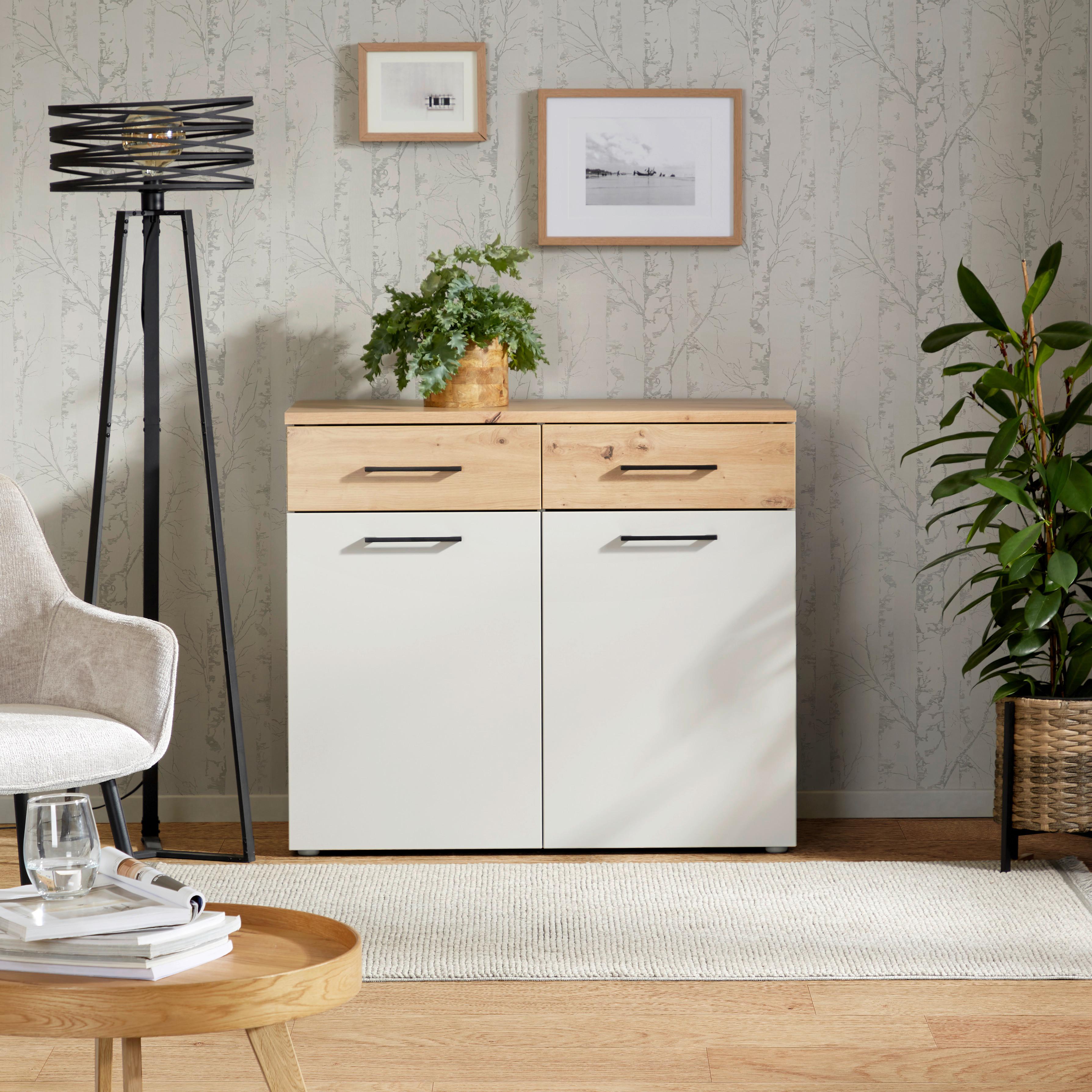 Kommode 100 cm Kontor K11, Eiche Dekor - Eichefarben/Grau, MODERN, Holzwerkstoff (100/87,6/47cm)