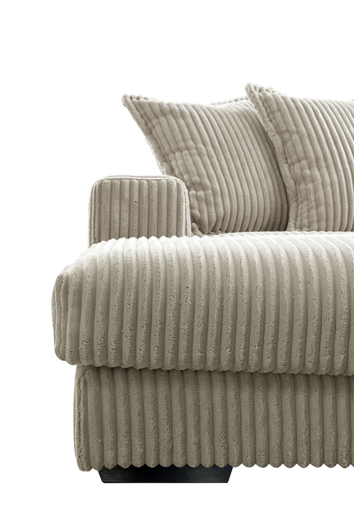 Ecksofa Funny Rechts Hellgrau mit Hocker B: 285 cm - Hellgrau/Schwarz, Basics, Textil (285/195cm) - Livetastic